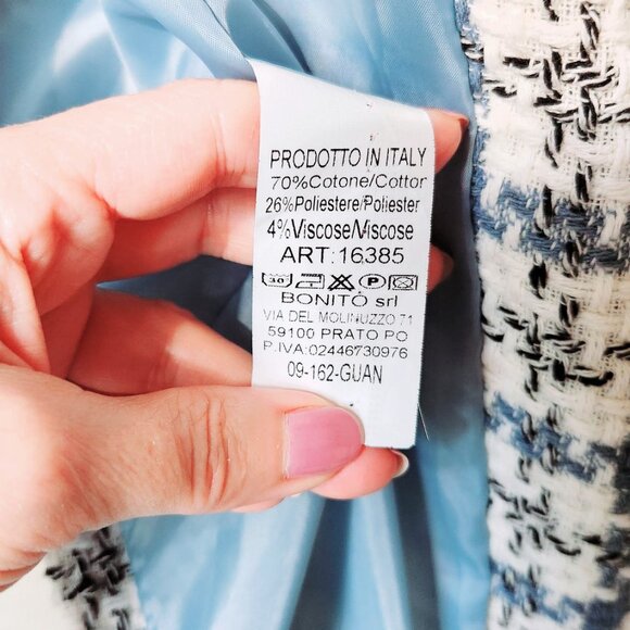 🍂 NEW Collection ITALY Italian Open Blazer Jacket Blue Black White Gold Blue M - Picture 10 of 14